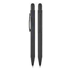 1027 Füme Metal Tükenmez Touchpen Rubber Gövde Kalem - 2