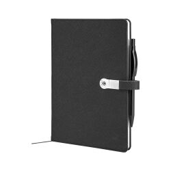 1701 Siyah 15 x 21 Termo Deri̇ USB'li Defter - 2