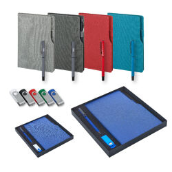 2320-K Füme Defter & Kalem & Usb Set