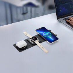 4200 Siyah 3'ü 1 Arada Kablosuz Şarj Cihazı - 3