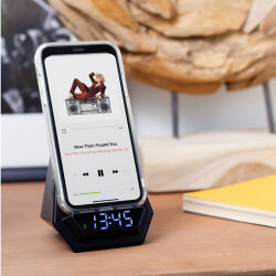 4240 Siyah Wireless Şarj & Hoparlör & Dijital Saat - 4