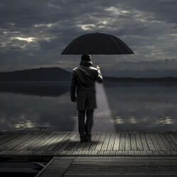 5100 Beyaz 8 Telli Işıklı Şemsiye - 2