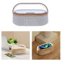 5’i 1 Arada Bluetooth Hoparlör, Kablosuz Şarj, Saat, Telefon Standı, Masa Lambası - 1