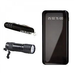 850 Siyah Powerbank & Çakı & Elfeneri Set - 2