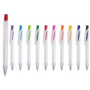 Beyaz Gövdeli Renkli Detaylı ve Gümüş Uçlu Plastik Kalem - Şık Tasarım - 1