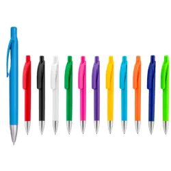 Full Renkli Gövdeli ve Gümüş Uçlu Plastik Tükenmez Kalem 