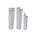 MJ-100 Saten-Silver Clipper Metal Turbo Si̇boplu Çakmak - 1