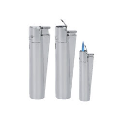 MJ-100 Saten-Silver Clipper Metal Turbo Si̇boplu Çakmak - 1