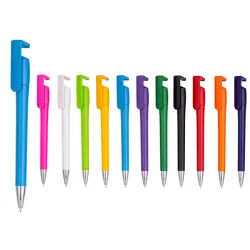 Renkli Telefon Standlı ve Gümüş Uçlu Promosyon Kalem - Çok Fonksiyonlu