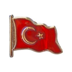  - Türk Bayrağı Mineli Yaka Rozeti (İğneli)