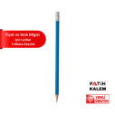 YUVARLAK SİLGİLİ NATUREL KURŞUN KALEM MAVİ - 1